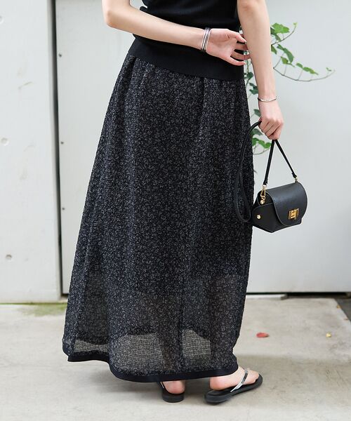 Rouge vif la cle / ルージュ・ヴィフ ラクレ ロング・マキシ丈スカート | ストレッチサッカープリントスカート | 詳細15