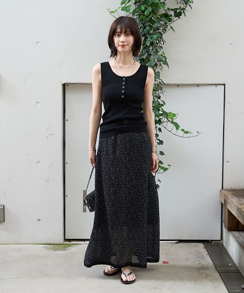 Rouge vif la cle / ルージュ・ヴィフ ラクレ ロング・マキシ丈スカート | ストレッチサッカープリントスカート | 詳細18