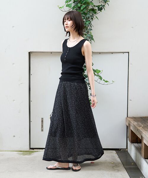 Rouge vif la cle / ルージュ・ヴィフ ラクレ ロング・マキシ丈スカート | ストレッチサッカープリントスカート | 詳細20