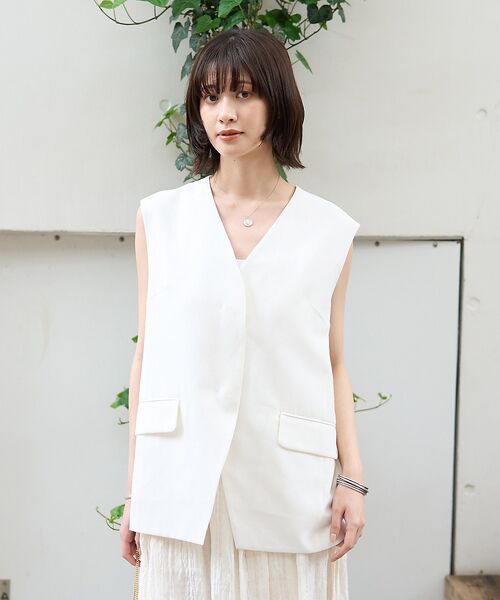 Rouge vif la cle / ルージュ・ヴィフ ラクレ シャツ・ブラウス | リネン混サマーノーカラージレベスト | 詳細1