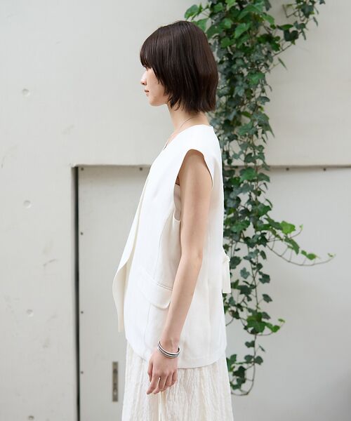 Rouge vif la cle / ルージュ・ヴィフ ラクレ シャツ・ブラウス | リネン混サマーノーカラージレベスト | 詳細10