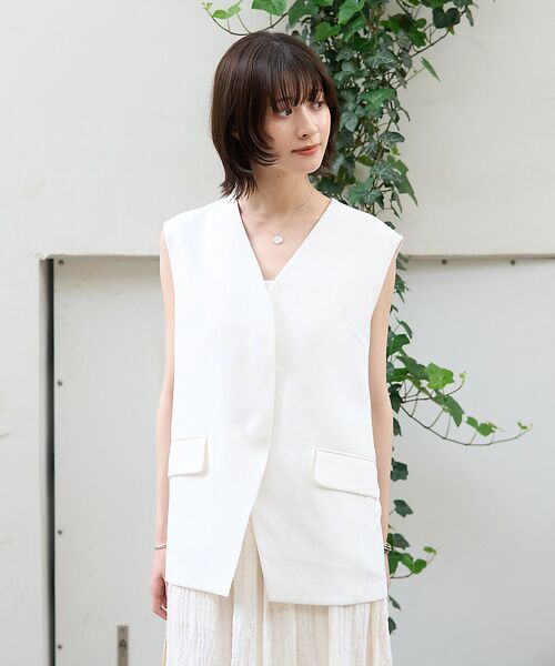 Rouge vif la cle / ルージュ・ヴィフ ラクレ シャツ・ブラウス | リネン混サマーノーカラージレベスト | 詳細2