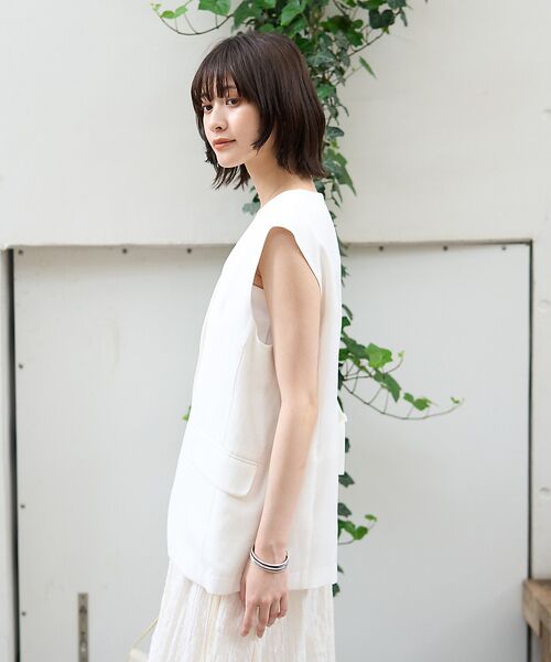 Rouge vif la cle / ルージュ・ヴィフ ラクレ シャツ・ブラウス | リネン混サマーノーカラージレベスト | 詳細3