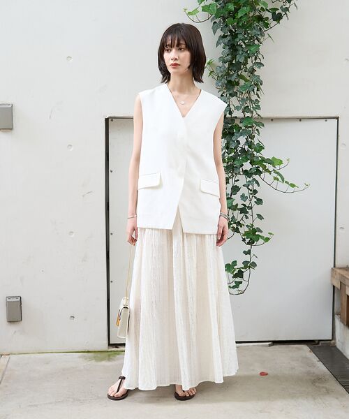 Rouge vif la cle / ルージュ・ヴィフ ラクレ シャツ・ブラウス | リネン混サマーノーカラージレベスト | 詳細5