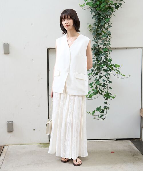 Rouge vif la cle / ルージュ・ヴィフ ラクレ シャツ・ブラウス | リネン混サマーノーカラージレベスト | 詳細6