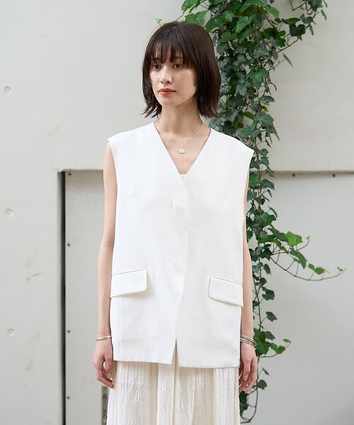 Rouge vif la cle / ルージュ・ヴィフ ラクレ シャツ・ブラウス | リネン混サマーノーカラージレベスト | 詳細9
