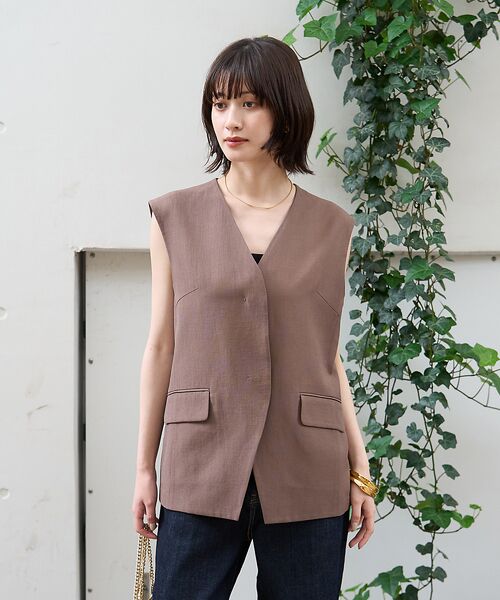 Rouge vif la cle / ルージュ・ヴィフ ラクレ シャツ・ブラウス | リネン混サマーノーカラージレベスト | 詳細15