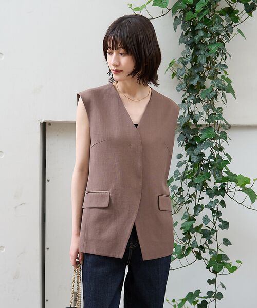 Rouge vif la cle / ルージュ・ヴィフ ラクレ シャツ・ブラウス | リネン混サマーノーカラージレベスト | 詳細17