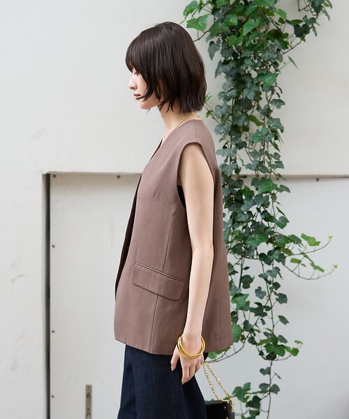 Rouge vif la cle / ルージュ・ヴィフ ラクレ シャツ・ブラウス | リネン混サマーノーカラージレベスト | 詳細18