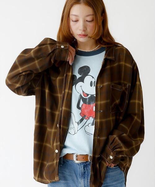 Rouge vif la cle / ルージュ・ヴィフ ラクレ シャツ・ブラウス | 【REMI RELIEF / レミレリーフ】レーヨンツイルチェックレギュラー シ（ブラウン）