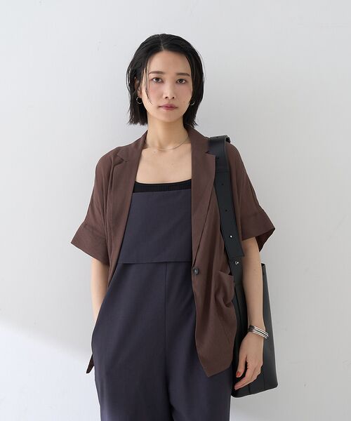 Rouge vif la cle / ルージュ・ヴィフ ラクレ テーラードジャケット | 強撚半袖シアーフォルムジャケット | 詳細1