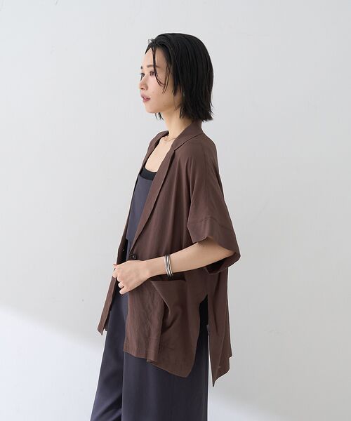 Rouge vif la cle / ルージュ・ヴィフ ラクレ テーラードジャケット | 強撚半袖シアーフォルムジャケット | 詳細4