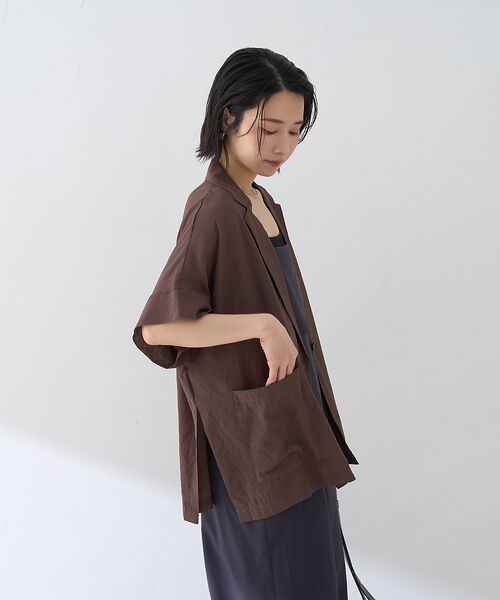 Rouge vif la cle / ルージュ・ヴィフ ラクレ テーラードジャケット | 強撚半袖シアーフォルムジャケット | 詳細5