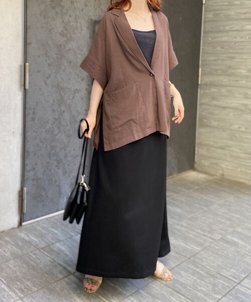 Rouge vif la cle / ルージュ・ヴィフ ラクレ テーラードジャケット | 強撚半袖シアーフォルムジャケット | 詳細9