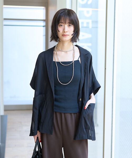 Rouge vif la cle / ルージュ・ヴィフ ラクレ テーラードジャケット | 強撚半袖シアーフォルムジャケット | 詳細12