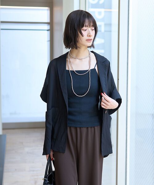 Rouge vif la cle / ルージュ・ヴィフ ラクレ テーラードジャケット | 強撚半袖シアーフォルムジャケット | 詳細13