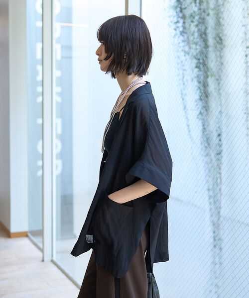 Rouge vif la cle / ルージュ・ヴィフ ラクレ テーラードジャケット | 強撚半袖シアーフォルムジャケット | 詳細15