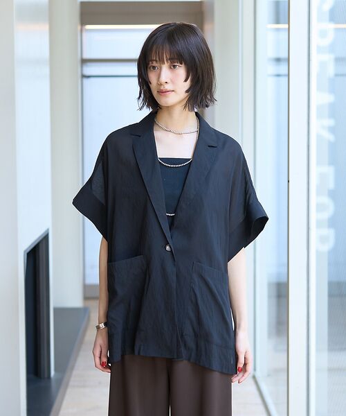 Rouge vif la cle / ルージュ・ヴィフ ラクレ テーラードジャケット | 強撚半袖シアーフォルムジャケット | 詳細20