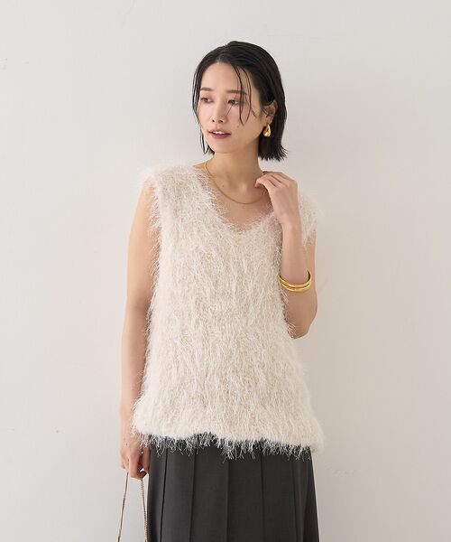 Rouge vif la cle / ルージュ・ヴィフ ラクレ ニット・セーター | コンビフェザーニットベスト | 詳細1