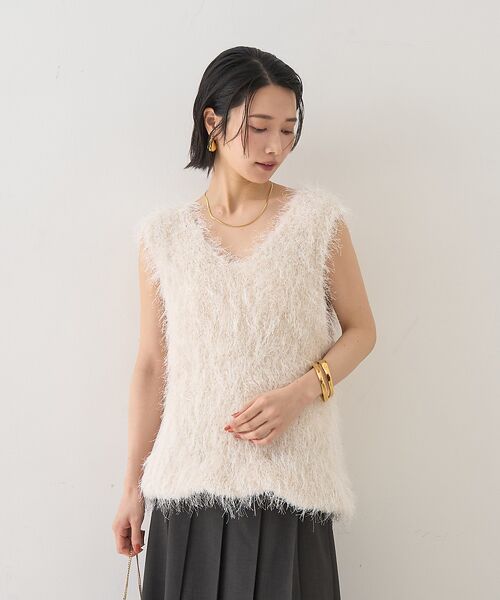 Rouge vif la cle / ルージュ・ヴィフ ラクレ ニット・セーター | コンビフェザーニットベスト | 詳細2