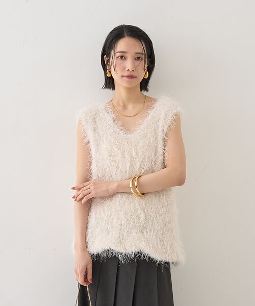 Rouge vif la cle / ルージュ・ヴィフ ラクレ ニット・セーター | コンビフェザーニットベスト | 詳細3