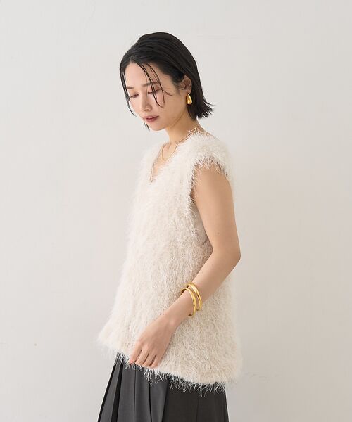 Rouge vif la cle / ルージュ・ヴィフ ラクレ ニット・セーター | コンビフェザーニットベスト | 詳細4