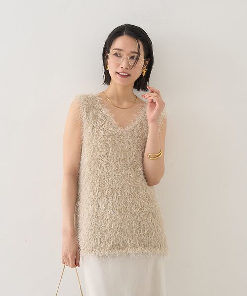 Rouge vif la cle / ルージュ・ヴィフ ラクレ ニット・セーター | コンビフェザーニットベスト | 詳細17