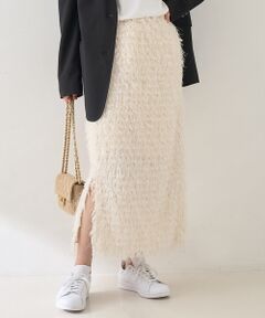 Rouge vif la cle / ルージュ・ヴィフ ラクレ ロング・マキシ丈スカート | フリンジフェザーサイドスリットスカート