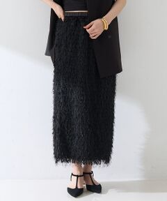 Rouge vif la cle / ルージュ・ヴィフ ラクレ ロング・マキシ丈スカート | フリンジフェザーサイドスリットスカート