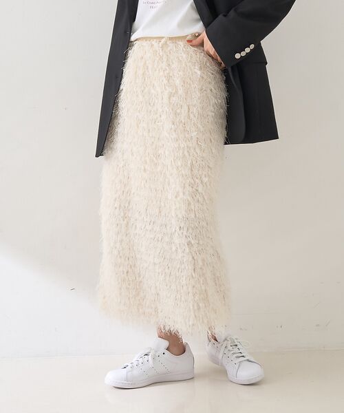 Rouge vif la cle / ルージュ・ヴィフ ラクレ ロング・マキシ丈スカート | フリンジフェザーサイドスリットスカート | 詳細3