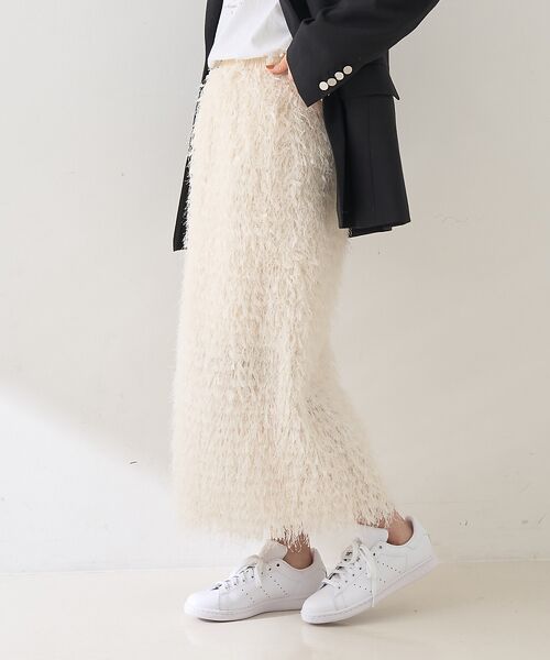 Rouge vif la cle / ルージュ・ヴィフ ラクレ ロング・マキシ丈スカート | フリンジフェザーサイドスリットスカート | 詳細4