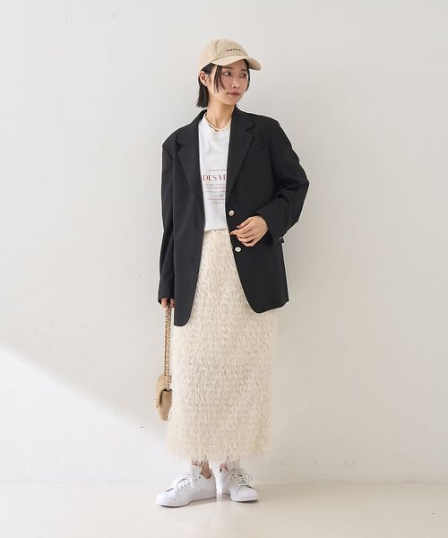 Rouge vif la cle / ルージュ・ヴィフ ラクレ ロング・マキシ丈スカート | フリンジフェザーサイドスリットスカート | 詳細7