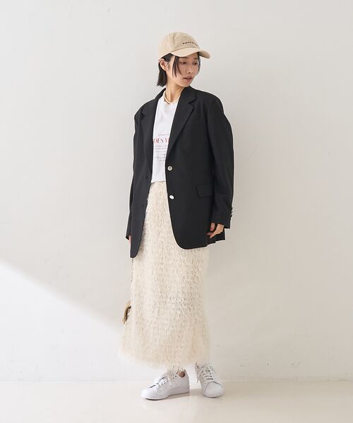 Rouge vif la cle / ルージュ・ヴィフ ラクレ ロング・マキシ丈スカート | フリンジフェザーサイドスリットスカート | 詳細8