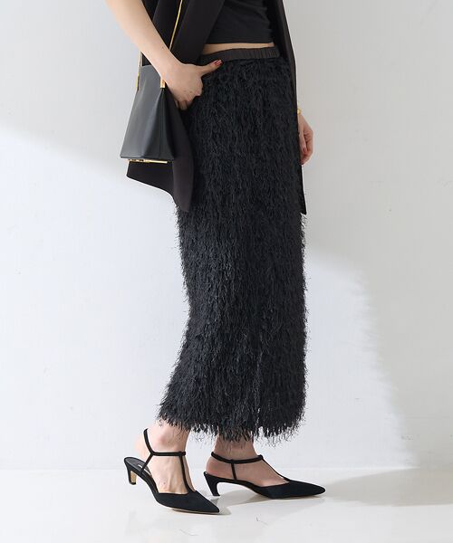 Rouge vif la cle / ルージュ・ヴィフ ラクレ ロング・マキシ丈スカート | フリンジフェザーサイドスリットスカート | 詳細12