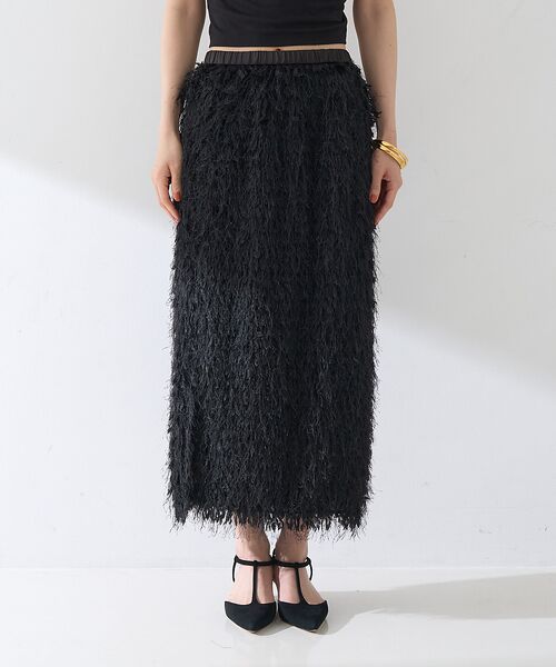 Rouge vif la cle / ルージュ・ヴィフ ラクレ ロング・マキシ丈スカート | フリンジフェザーサイドスリットスカート | 詳細23