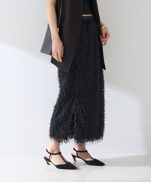 Rouge vif la cle / ルージュ・ヴィフ ラクレ ロング・マキシ丈スカート | フリンジフェザーサイドスリットスカート | 詳細14