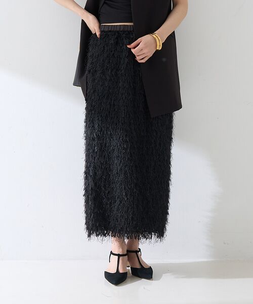 Rouge vif la cle / ルージュ・ヴィフ ラクレ ロング・マキシ丈スカート | フリンジフェザーサイドスリットスカート | 詳細15