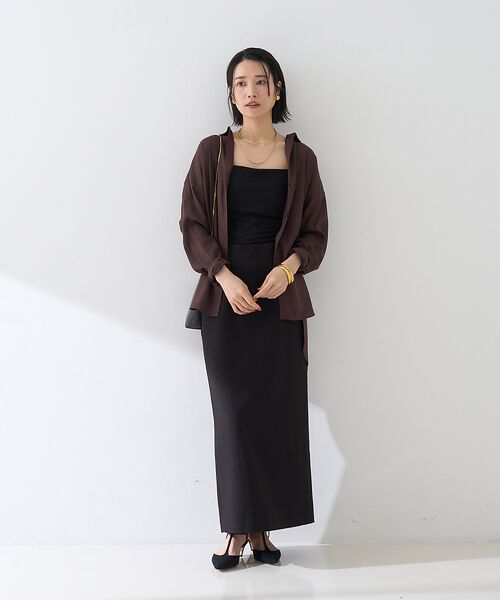 Rouge vif la cle / ルージュ・ヴィフ ラクレ ロング・マキシ丈スカート | 【セットアップ対応】【3サイズ展開】ストレッチダブルクロスタイトスリットスカート | 詳細14