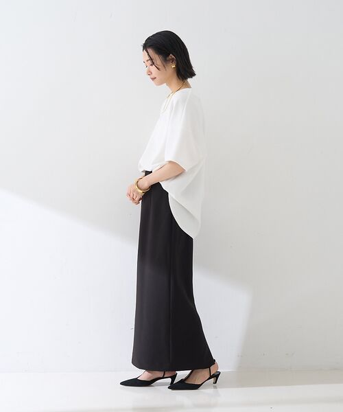 Rouge vif la cle / ルージュ・ヴィフ ラクレ ロング・マキシ丈スカート | 【セットアップ対応】【3サイズ展開】ストレッチダブルクロスタイトスリットスカート | 詳細9