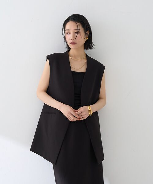 Rouge vif la cle / ルージュ・ヴィフ ラクレ ベスト | 【セットアップ対応】ストレッチダブルクロスジレ | 詳細1