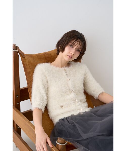 Rouge vif la cle / ルージュ・ヴィフ ラクレ ニット・セーター | 【一部店舗限定】ハーフスリーブシャギーニットカーディガン | 詳細1