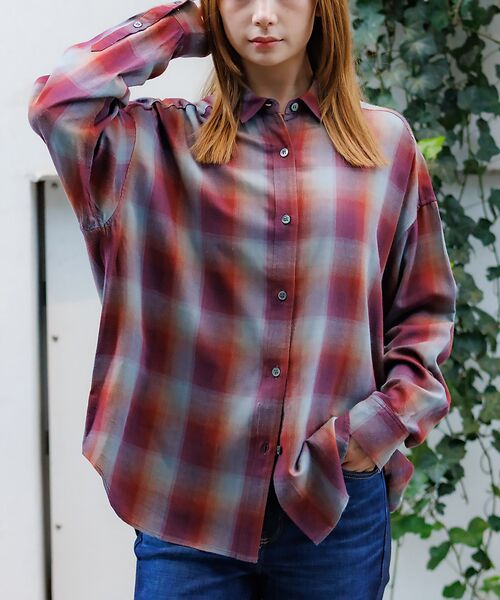 Rouge vif la cle/ルージュ・ヴィフ ラクレ 【MICA&DEAL /マイカアンドディール】オンブレ 2WAYシャツ/チェック レッド F Rouge vif la cle/ルージュ・ヴィフ ラクレ 【MICA&DEAL /マイカアンドディール】オンブレ 2WAYシャツ/チェック レッド F