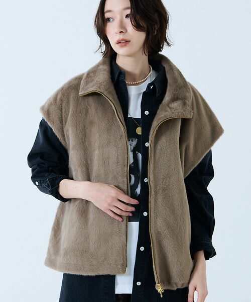 Rouge vif la cle/ルージュ・ヴィフ ラクレ 【MICA&DEAL /マイカアンドディール】ファーベスト/ベスト/ファー/レイ グレージュ F Rouge vif la cle/ルージュ・ヴィフ ラクレ 【MICA&DEAL /マイカアンドディール】ファーベスト/ベスト/ファー/レイ グレージュ F