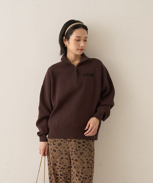 Rouge vif la cle / ルージュ・ヴィフ ラクレ ニット・セーター | ハーフジップロゴニットプルオーバー | 詳細1