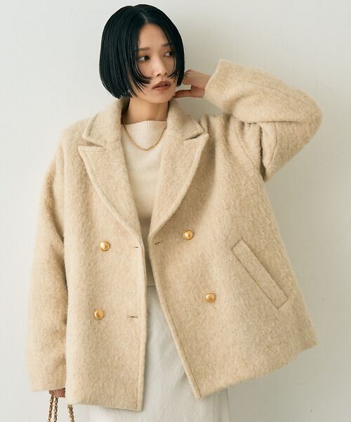 ベージュ ピーコート 追加4】【一部店舗限定】ラメシャギースライバーPコート/ピーコート