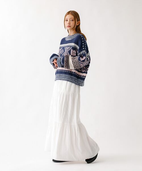 Rouge vif la cle / ルージュ・ヴィフ ラクレ ロング・マキシ丈スカート | 【nap / ナップ】Textured Detail Skirt / テキスタイ | 詳細3