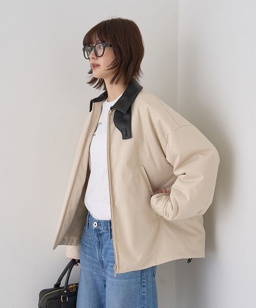 Rouge vif la cle / ルージュ・ヴィフ ラクレ ブルゾン | 異素材衿パフィブルゾン/ハンティングジャケット | 詳細1