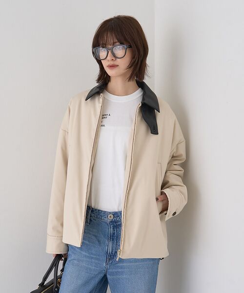 Rouge vif la cle / ルージュ・ヴィフ ラクレ ブルゾン | 異素材衿パフィブルゾン/ハンティングジャケット | 詳細3