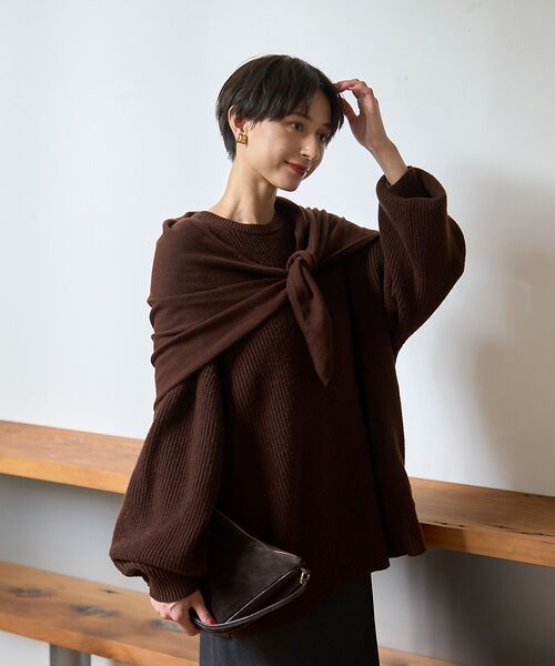 Rouge vif la cle / ルージュ・ヴィフ ラクレ ニット・セーター | 【ストールセット】ポケット付片畦ニットプルオーバー | 詳細21