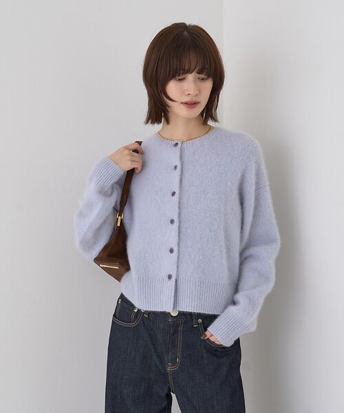 Rouge vif la cle / ルージュ・ヴィフ ラクレ カーディガン・ボレロ | フォックスウールクルーネッククルミ釦カーディガン | 詳細1